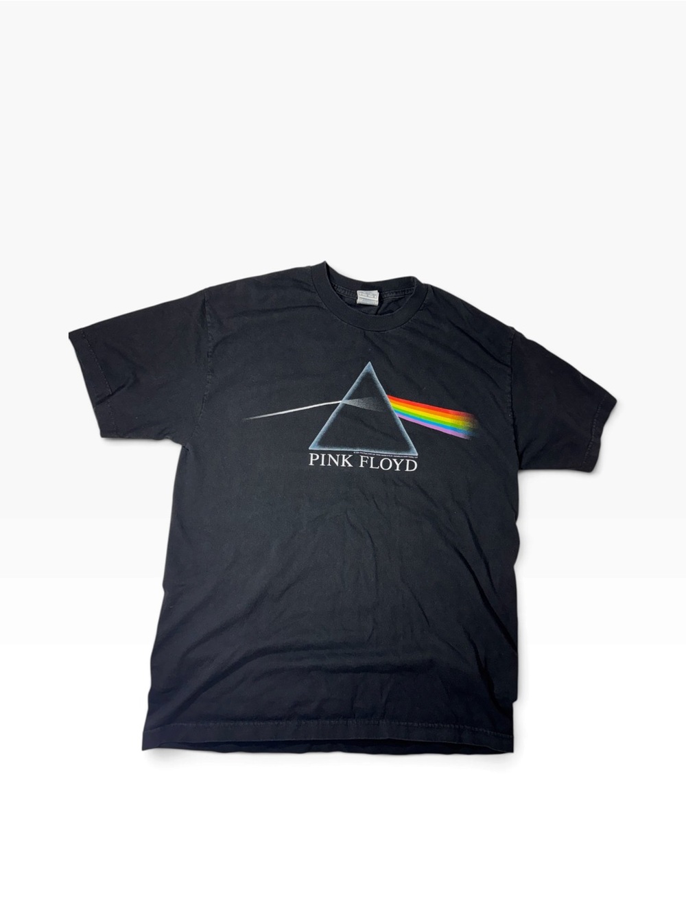 Vtg Pink Floyd Black Tee with Prism Rainbow Graphic